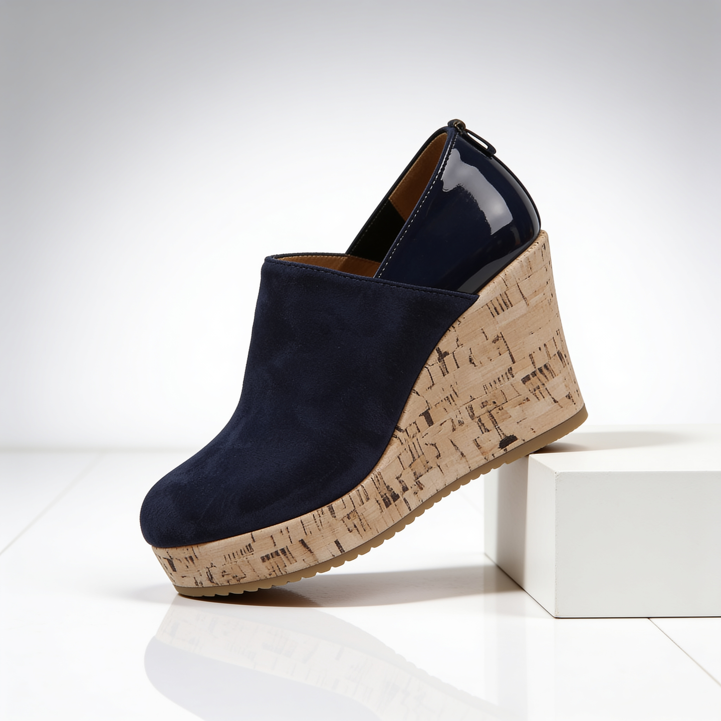 Black Valenza wedge loafers, women's comfortable dress shoes, perfect for work or everyday style.
