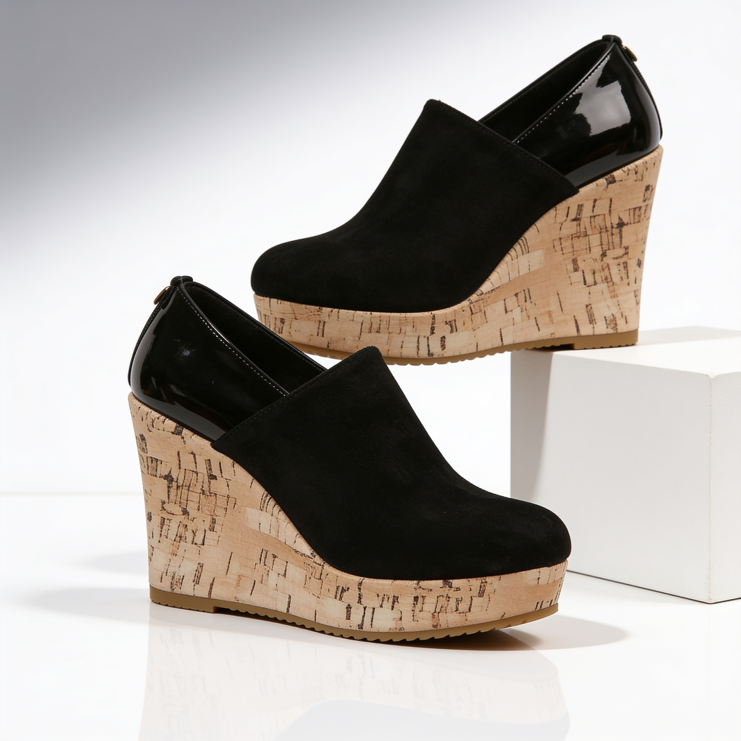Navy Valenza wedge loafers, comfortable women's slip-on shoes, ideal for all-day wear and walking.
