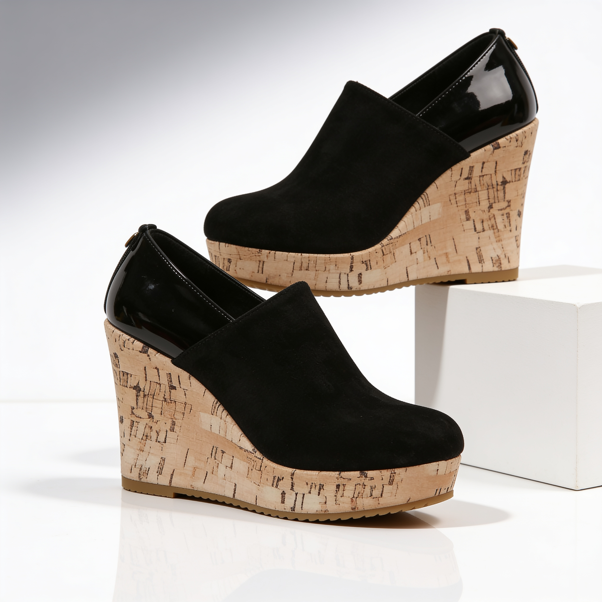 Navy Valenza wedge loafers, comfortable women's slip-on shoes, ideal for all-day wear and walking.