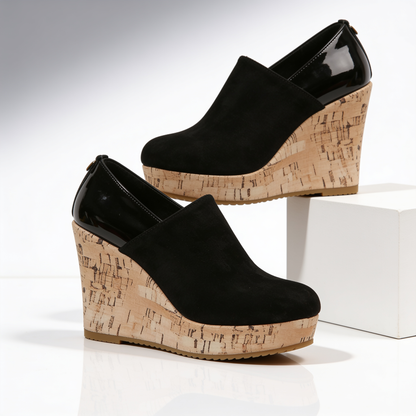 Navy Valenza wedge loafers, comfortable women's slip-on shoes, ideal for all-day wear and walking.