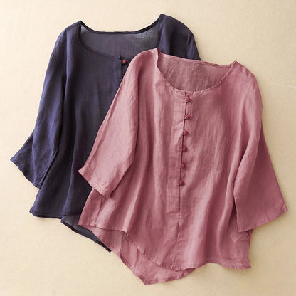 Elegant women's Valeria flowy pleated blouse with button-front, perfect casual chic style for spring fashion.