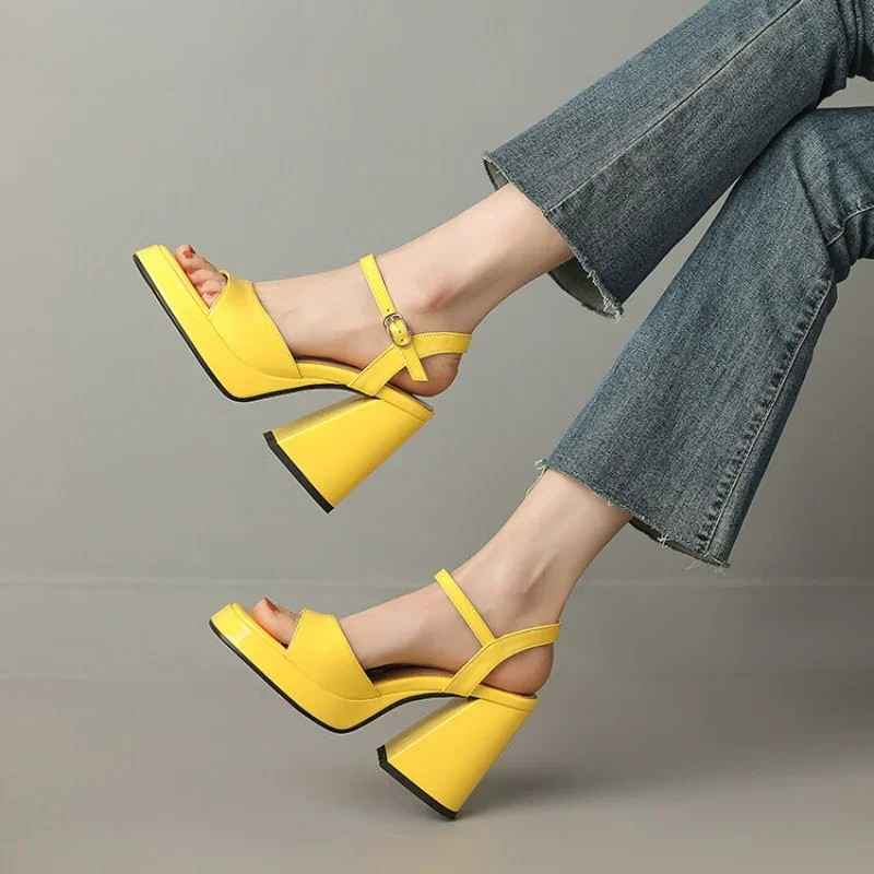 Women's Valetta Gloss Block Heels with elegant ankle strap, perfect for confident strides and dressy occasions.