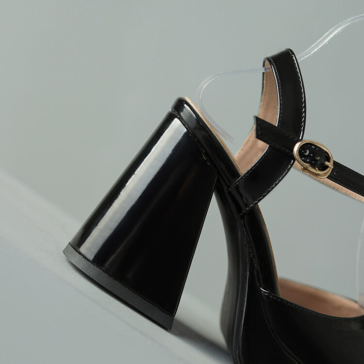 Fashion-forward Valetta Gloss Block Heels, a must-have statement shoe for women seeking confident style.
