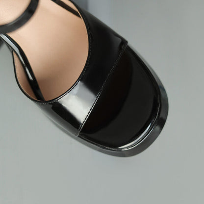 Elegant Valetta Gloss Block Heels, combining comfort, high shine, and sophisticated style for women's footwear.