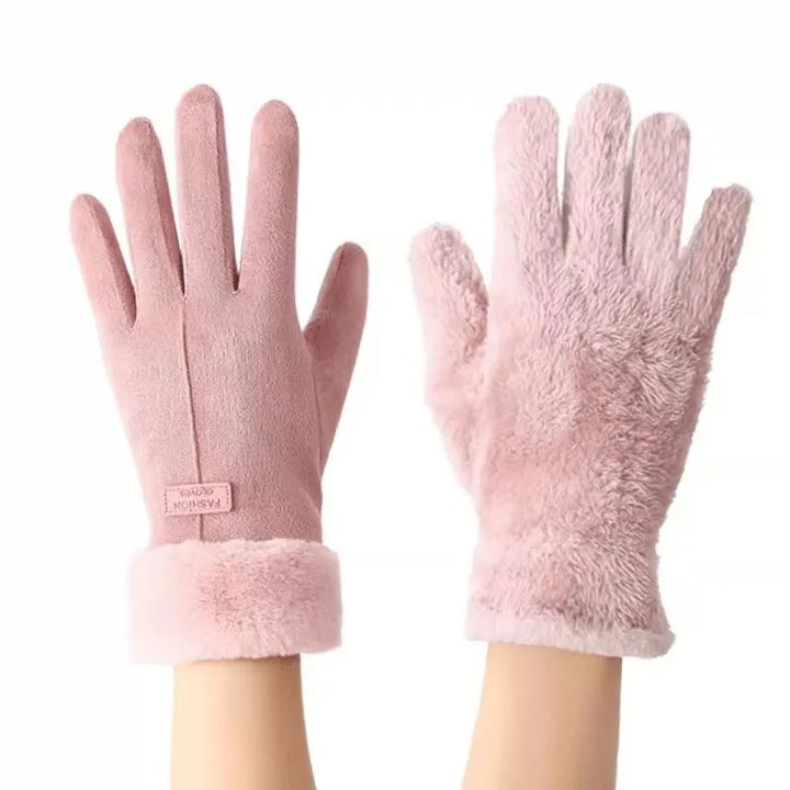 Soft VelvTouch suede winter gloves for women, cozy and chic with full touchscreen capability.