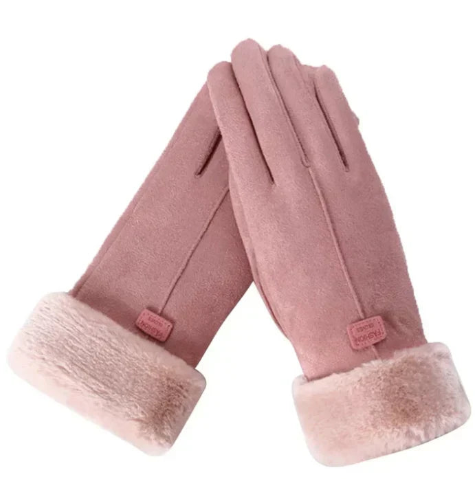Fashionable women's suede gloves, VelvTouch touchscreen enabled for winter accessories.