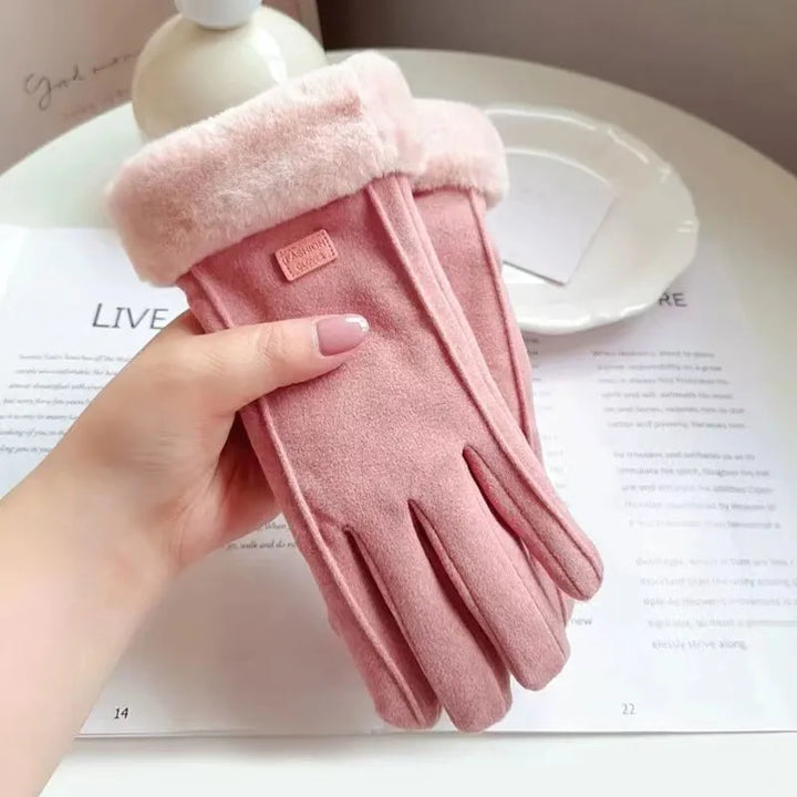 Women's VelvTouch warm suede gloves, essential winter accessories with touchscreen function.