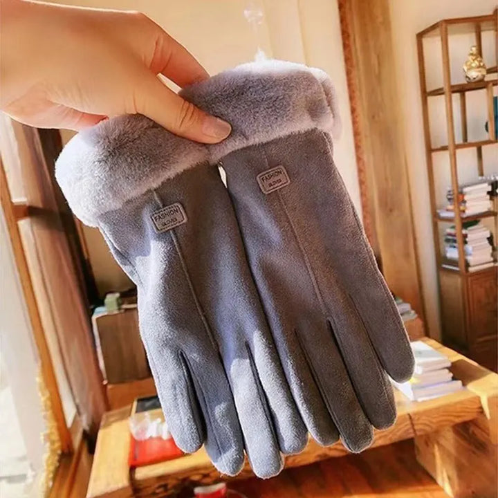Ladies' elegant suede gloves, VelvTouch enabled for warmth, comfort, and smartphone use.