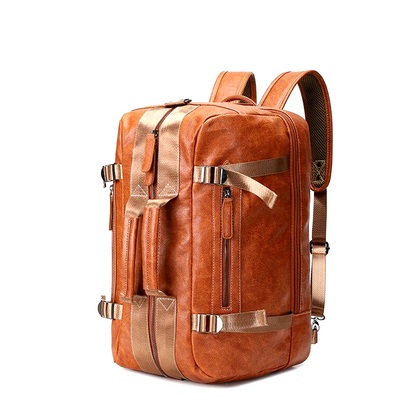 Women's versatile 3-in-1 brown leather backpack, easily converts to a shoulder bag or tote. Premium quality everyday bag.