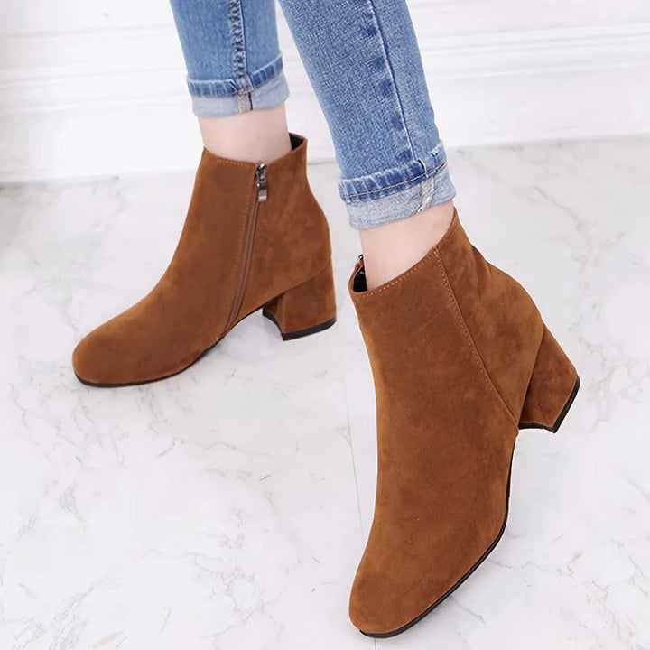 Chic women's ankle boots, block heel & side zip. Perfect versatile fall/winter fashion footwear.