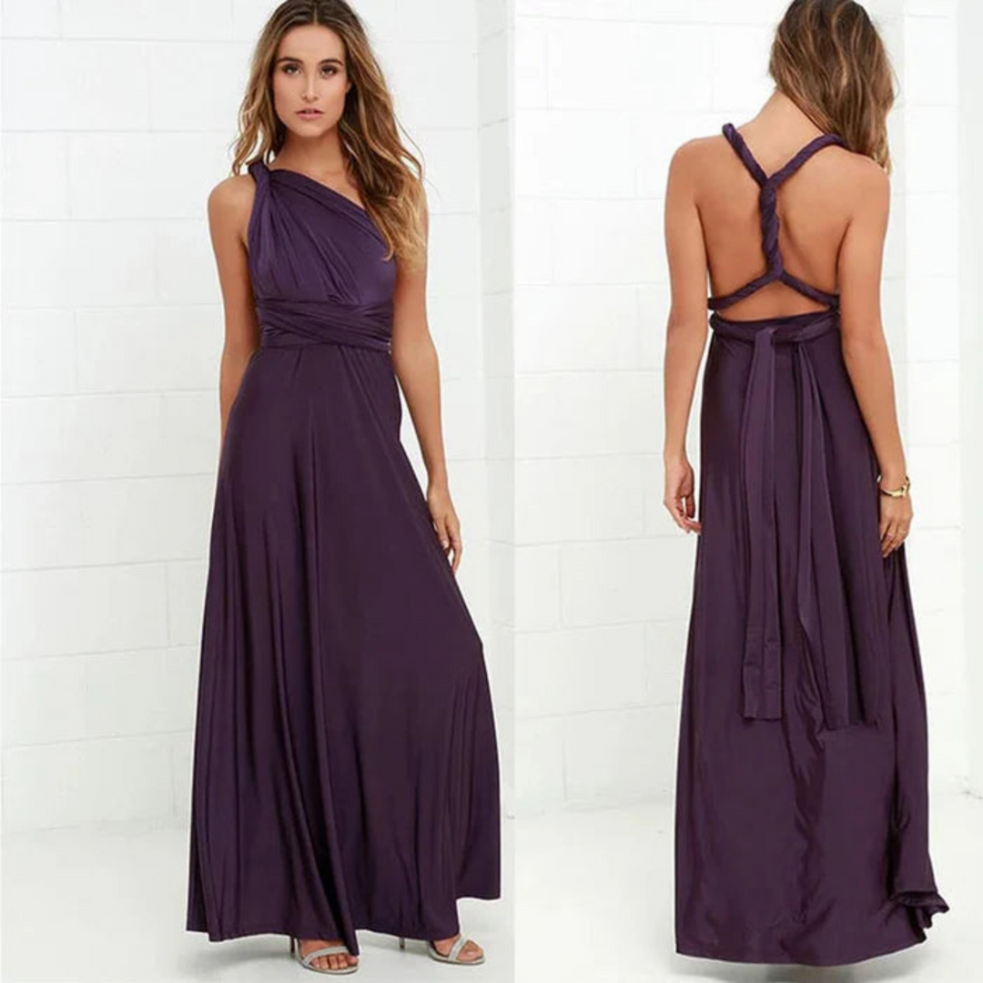 Chic women's backless convertible maxi dress for parties, special occasions, or an elegant summer evening.