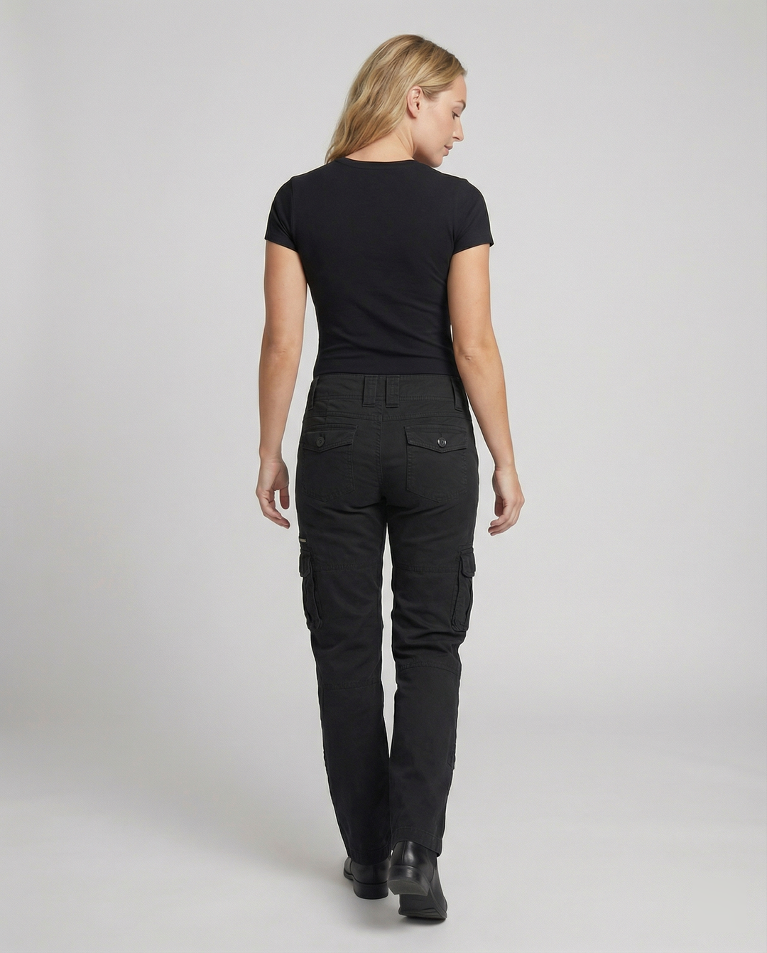 Women's adventure cargo pants, great for hiking, travel & daily casual outfits. Relaxed, comfortable.