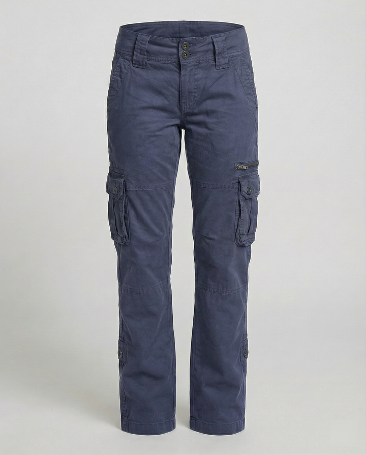 Modern women's cargo pants. Casual bottoms offering a relaxed style for urban & outdoor versatile wear.
