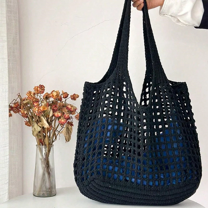Textured crochet tote bag for women, a stylish and practical everyday accessory.
