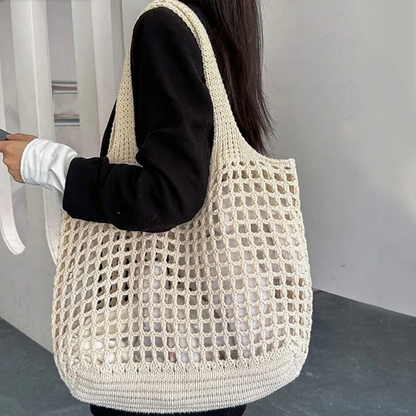 Stylish women's crochet carryall bag, an everyday tote for versatile fashion.