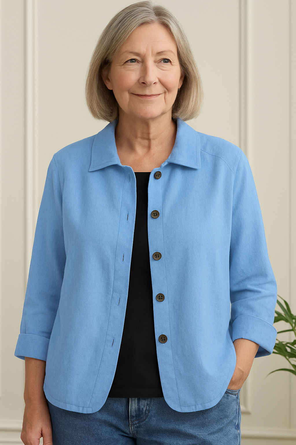 Women's versatile long sleeve shirt cardigan. Perfect for casual spring/summer layering.