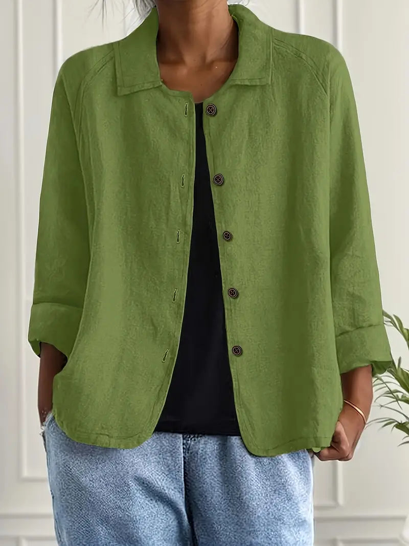 Fashionable women's long sleeve shirt cardigan, perfect for spring/summer layering.