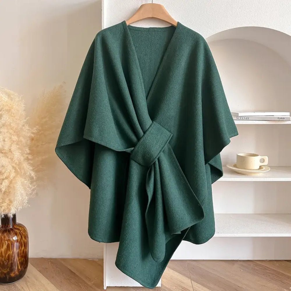 Elegant women's fashion poncho scarf. A chic, versatile coat wrap for all seasons.