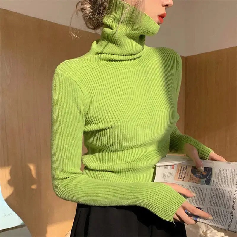 Women's versatile turtleneck pullover sweater, perfect for layering & everyday style.
