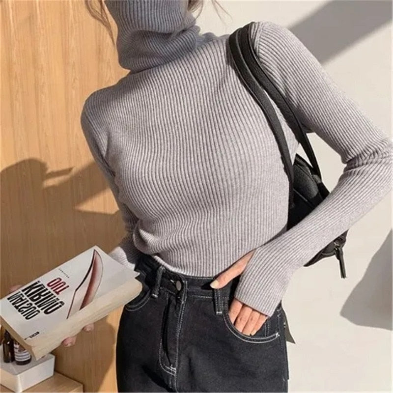 Stylish women's turtleneck top, a versatile layering piece for casual & everyday wear.