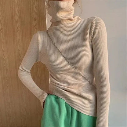 Everyday fashion women's turtleneck sweater, a soft long sleeve top for versatile style.