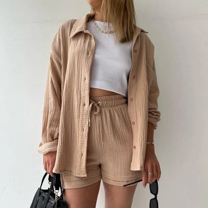 Trendy women's vibrant crinkle two piece, a chic casual wear option for summer fashion.