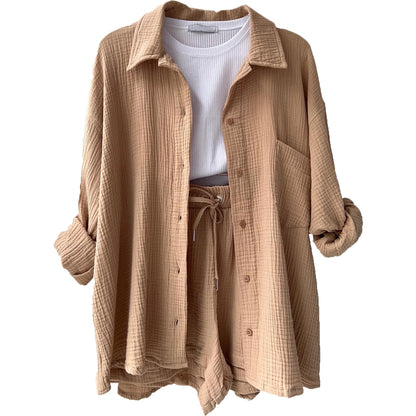 Women's vibrant crinkle casual wear set, a perfect shorts and top for summer relaxation.