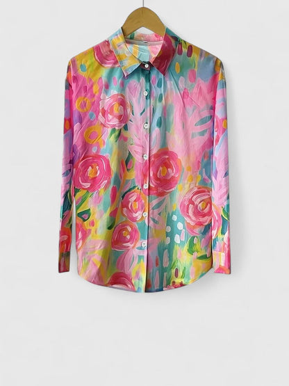 Elegant women's vibrant shirt, a versatile fashion piece suitable for both casual outings and office settings.