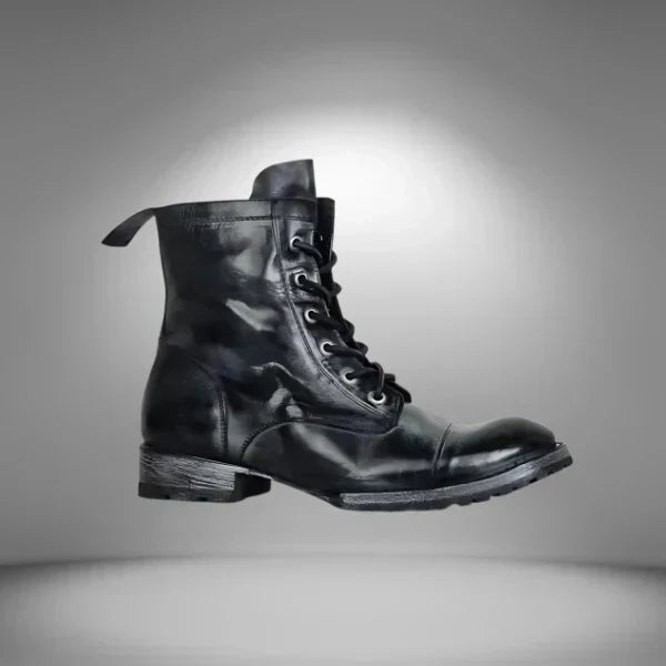 Classic women's vintage combat boots with lace-up detail, great for street style & fall fashion.