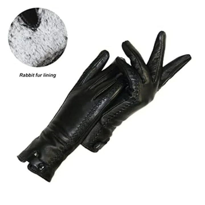 Stylish women's vintage leather winter gloves. Warm, elegant, and retro-inspired for ladies' cold weather fashion.