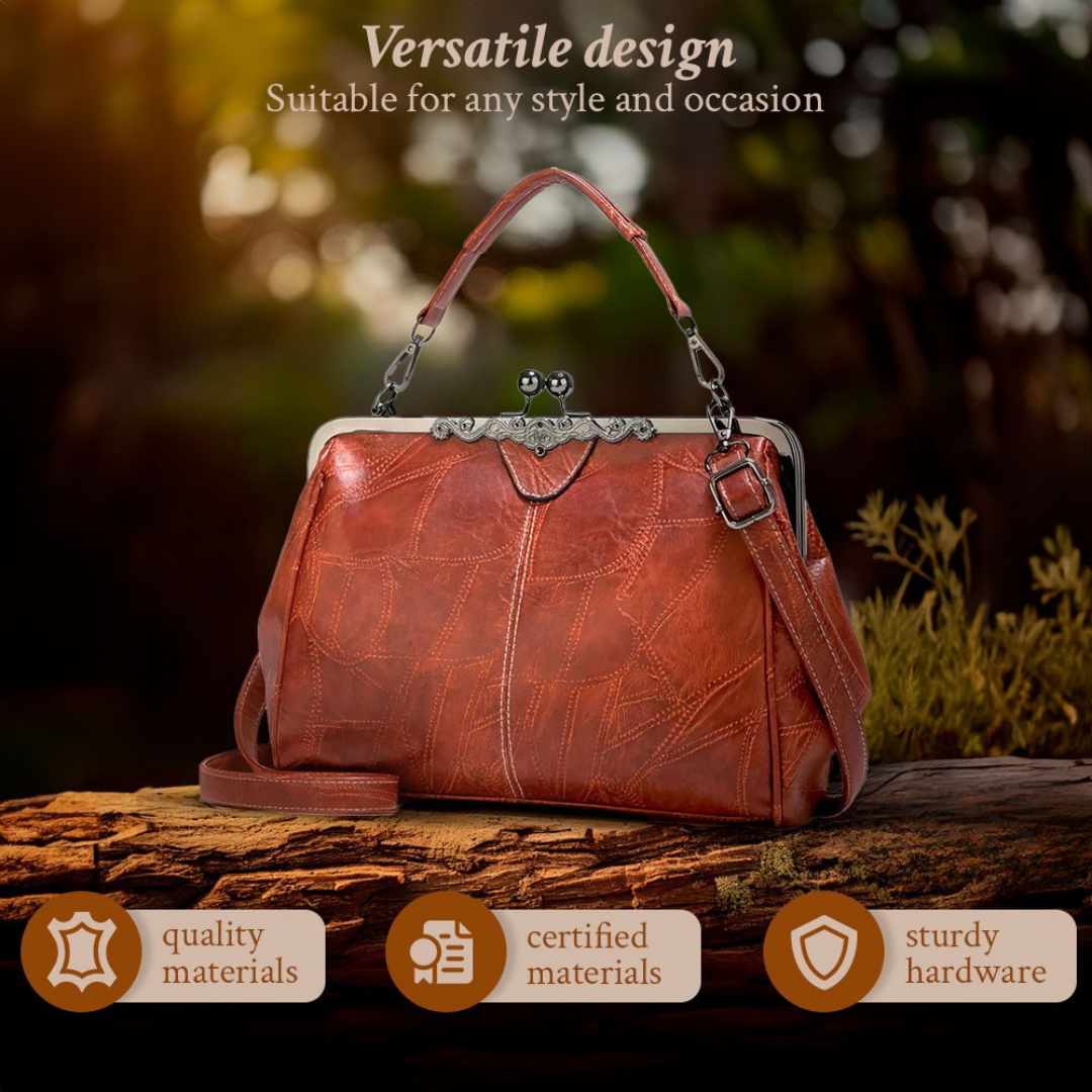Classic women's vintage leather handbag, perfect for everyday style, durable and spacious shoulder bag.