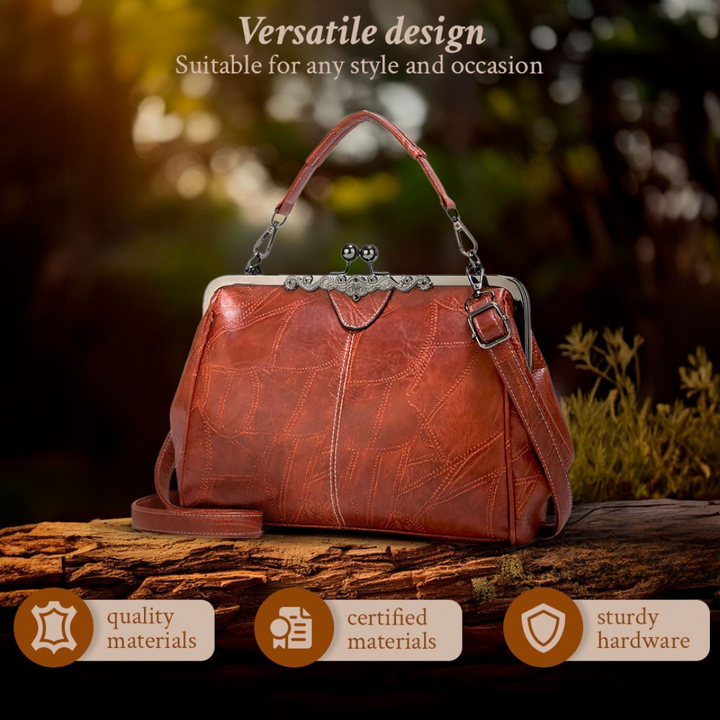 Classic women's vintage leather handbag, perfect for everyday style, durable and spacious shoulder bag.