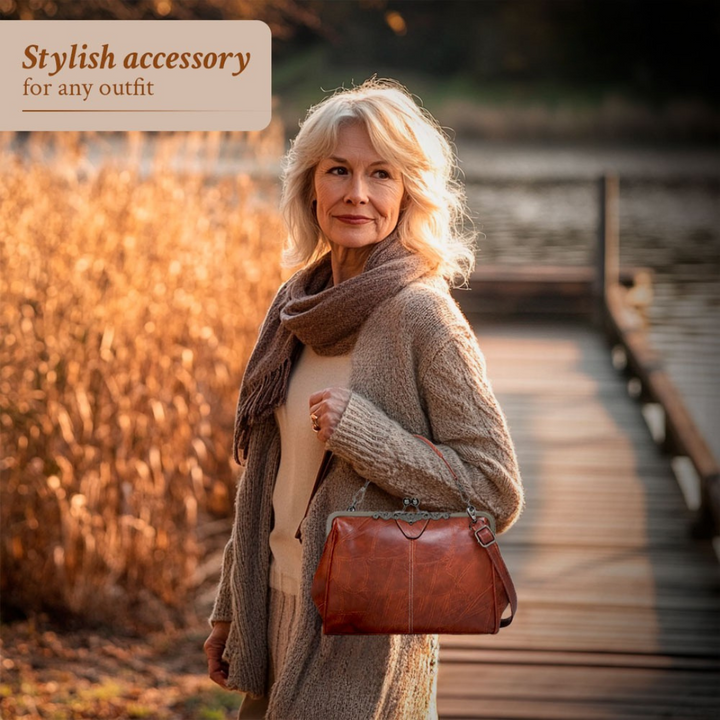 Versatile women's vintage leather cross-body bag, ideal for both casual & formal outfits, durable & chic.