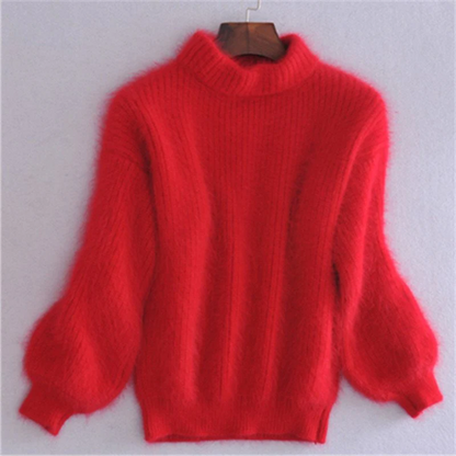 Soft, solid color women's vintage knit sweater, ideal for cozy fall & winter fashion.