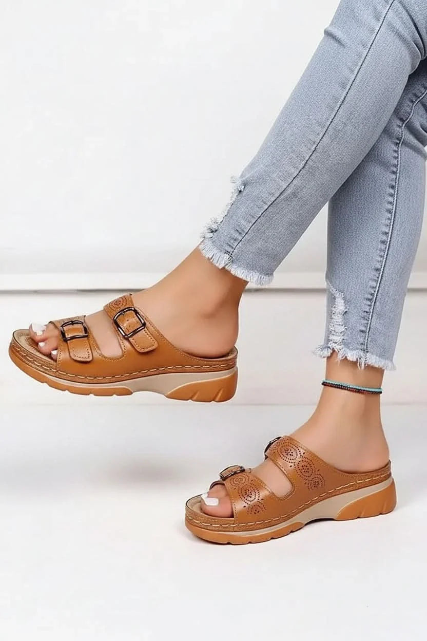 Comfortable women's wedge sandals with an open toe, perfect for summer holidays & stylish casual looks.