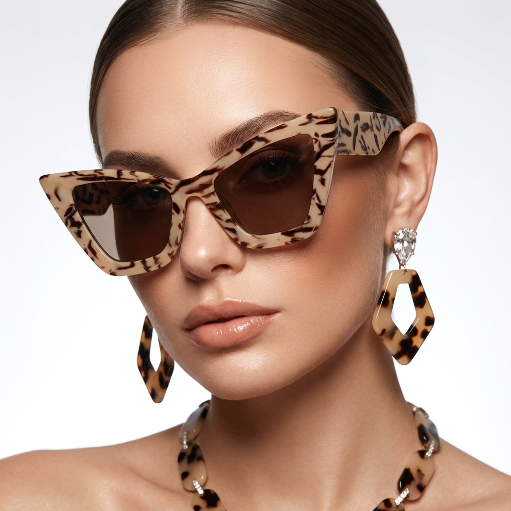 Classic white vintage cat eye oversized sunglasses for women. Stylish UV400 fashion eyewear.