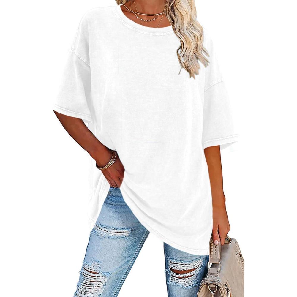 Relaxed fit women's t-shirt, vintage aesthetic, great for summer comfort.