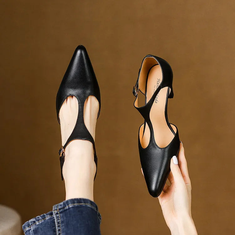 Timeless women's vintage T-Strap mid-heel pumps. Elegant classic dress shoes for fashion & comfort.