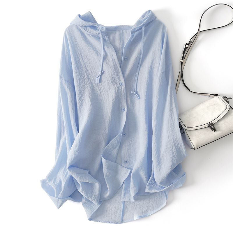 Comfortable women's violet drawstring hoodie, ideal casual relaxed fit top for spring & summer fashion.