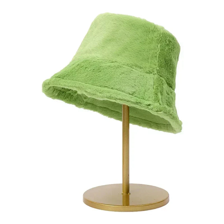 Women's autumn/winter bucket hat in warm faux rabbit fur. A stylish and practical accessory.