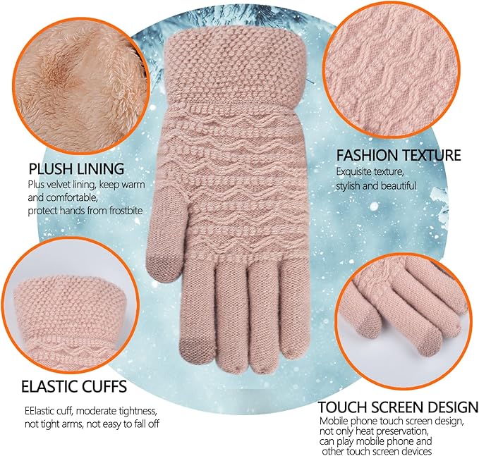 Protect hands with women's warm fleece-lined knitted gloves, offering touchscreen access for your device.