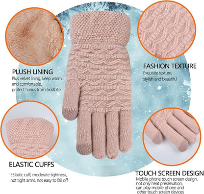 Protect hands with women's warm fleece-lined knitted gloves, offering touchscreen access for your device.