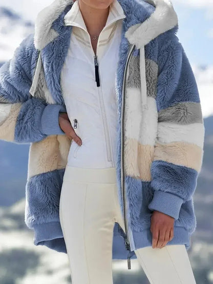 Stylish women's hooded winter jacket, perfect for everyday casual wear in cold weather.