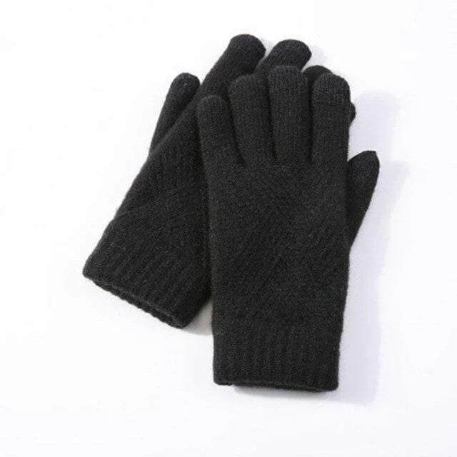 Stylish touchscreen knitted gloves for women, ideal winter accessory for warmth and convenience.