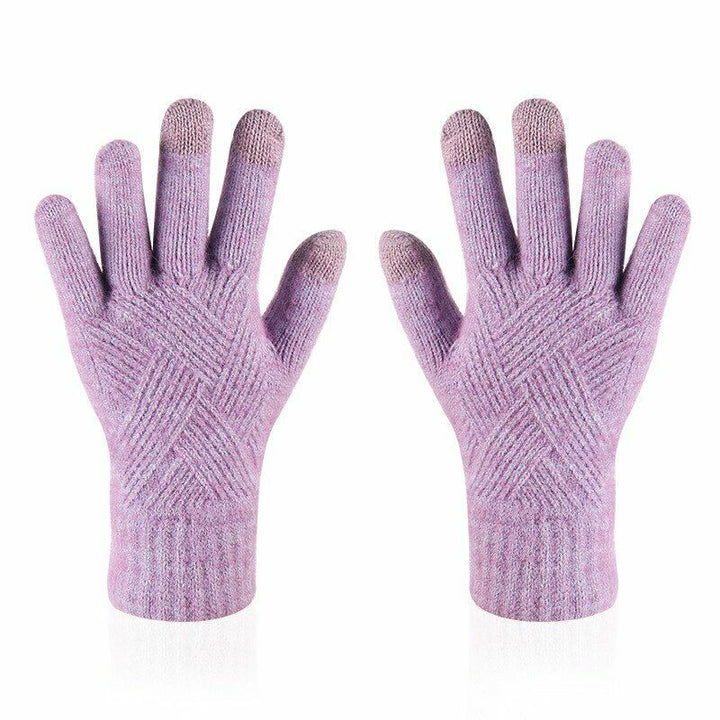 Fashionable women's knitted gloves, warm & cozy, works with touchscreens, essential for cold.