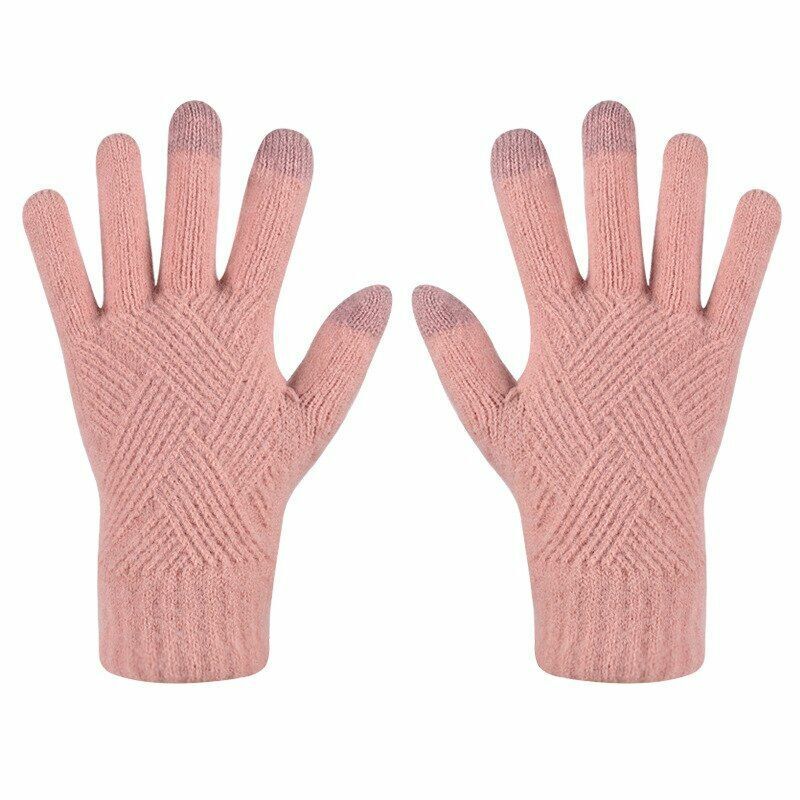 Winter essential: warm knitted women's gloves with responsive touchscreen fingers.