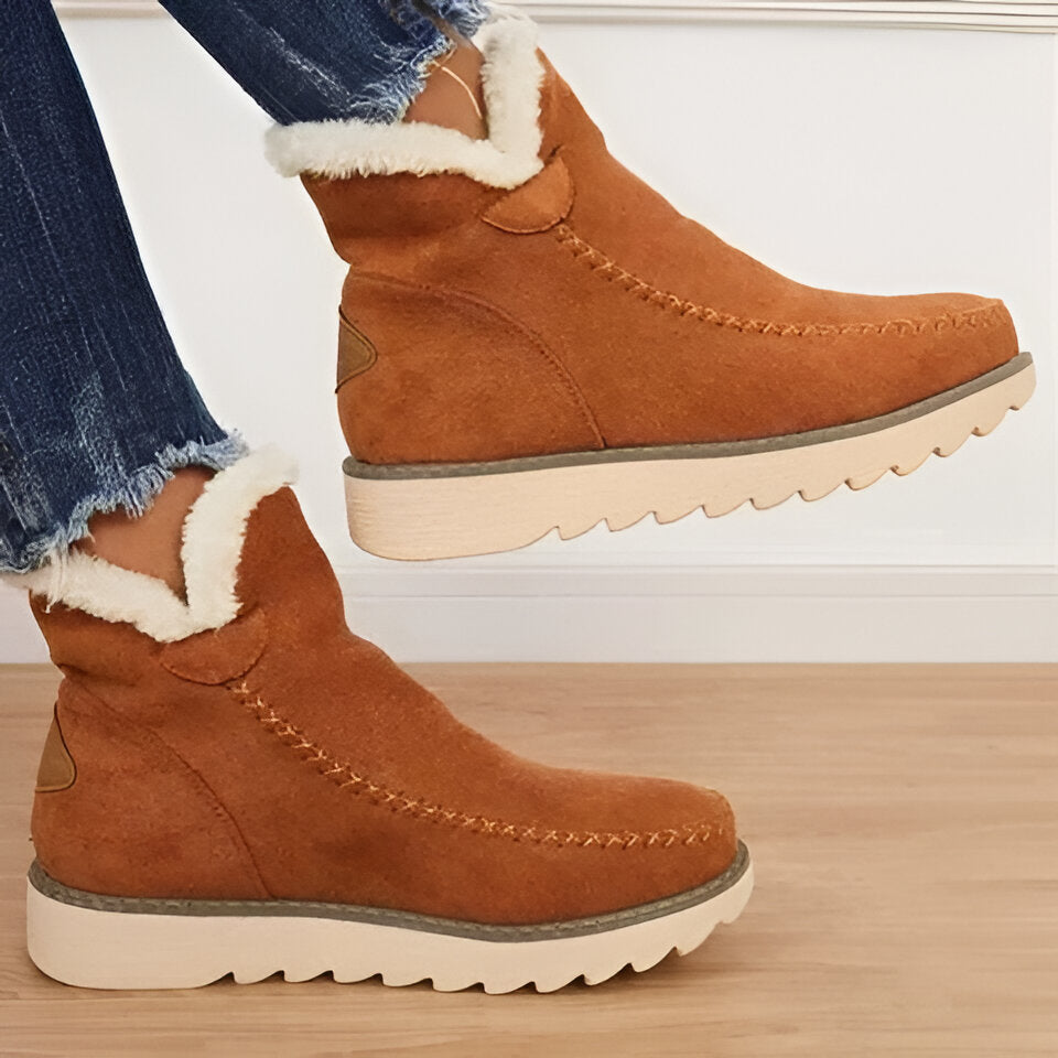 Orthopedic women's warm non-slip winter ankle boots, providing comfort & stability in snow.