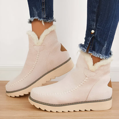 Durable women's non-slip ankle snow boots, designed for warmth, grip & comfort in winter.