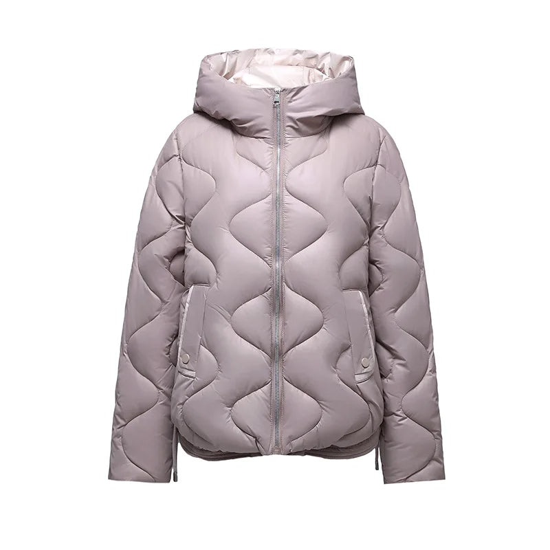 Cozy & chic women's quilted puffer jacket. Comfortable everyday winter outerwear for cold days.