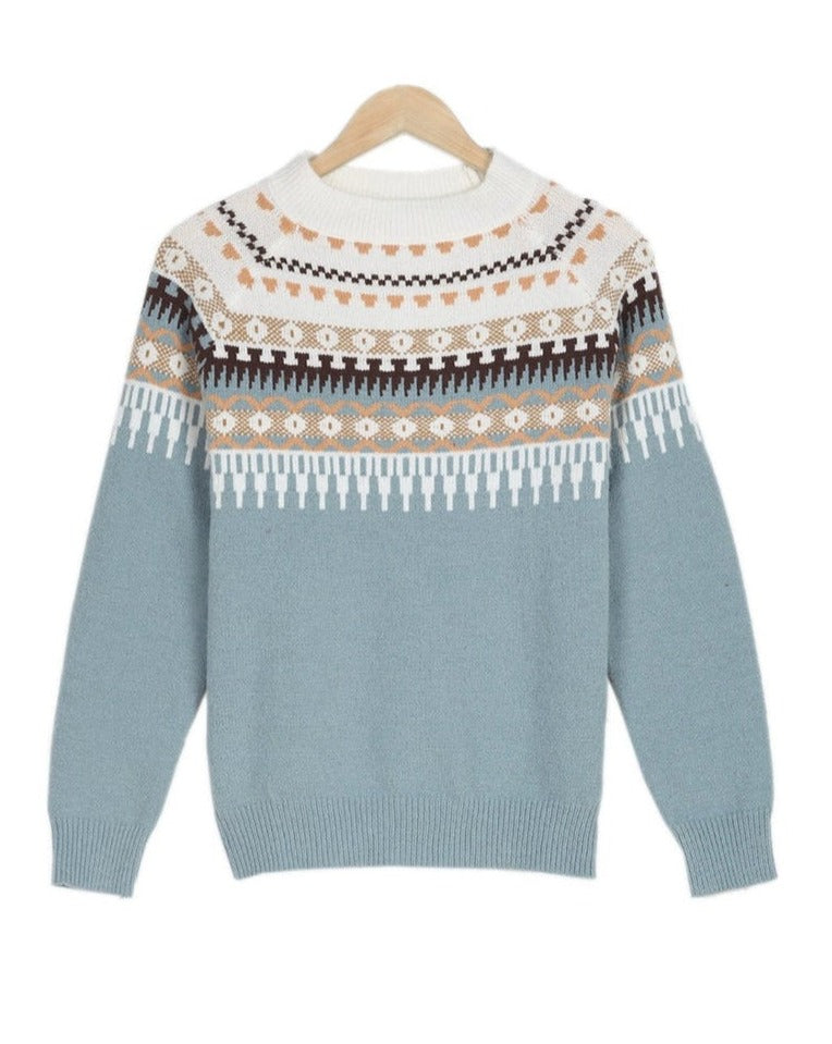 Women's comfortable relaxed fit pullover sweater, versatile long sleeve for everyday seasonal comfort.